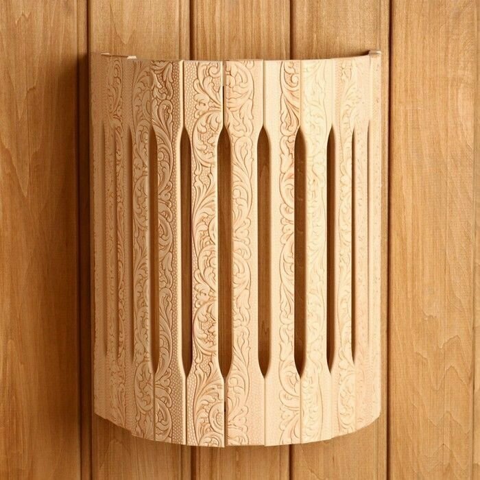 Абажур деревянный, полукруглый Русские узоры 29,5х 23х16 см