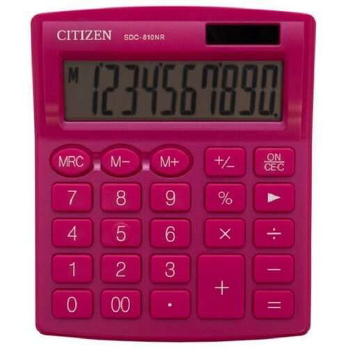 Калькулятор настольный Citizen SDC-810NR-PK 10р дв. пит комп-ый розовый, 1 шт.