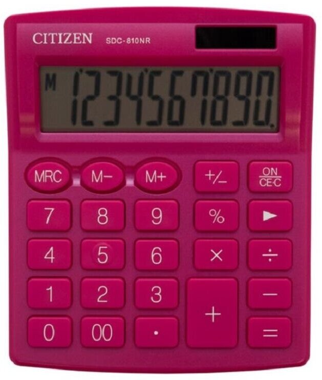 Калькулятор настольный Citizen SDC-810NR-PK 10р дв. пит комп-ый розовый, 1 шт.