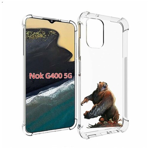 Чехол MyPads Медведь-жестокий для Nokia G400 5G задняя-панель-накладка-бампер чехол mypads пиксельный медведь для nokia g400 5g задняя панель накладка бампер