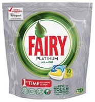 Fairy Platinum All in 1 капсулы (лимон) для посудомоечной машины 70 шт.