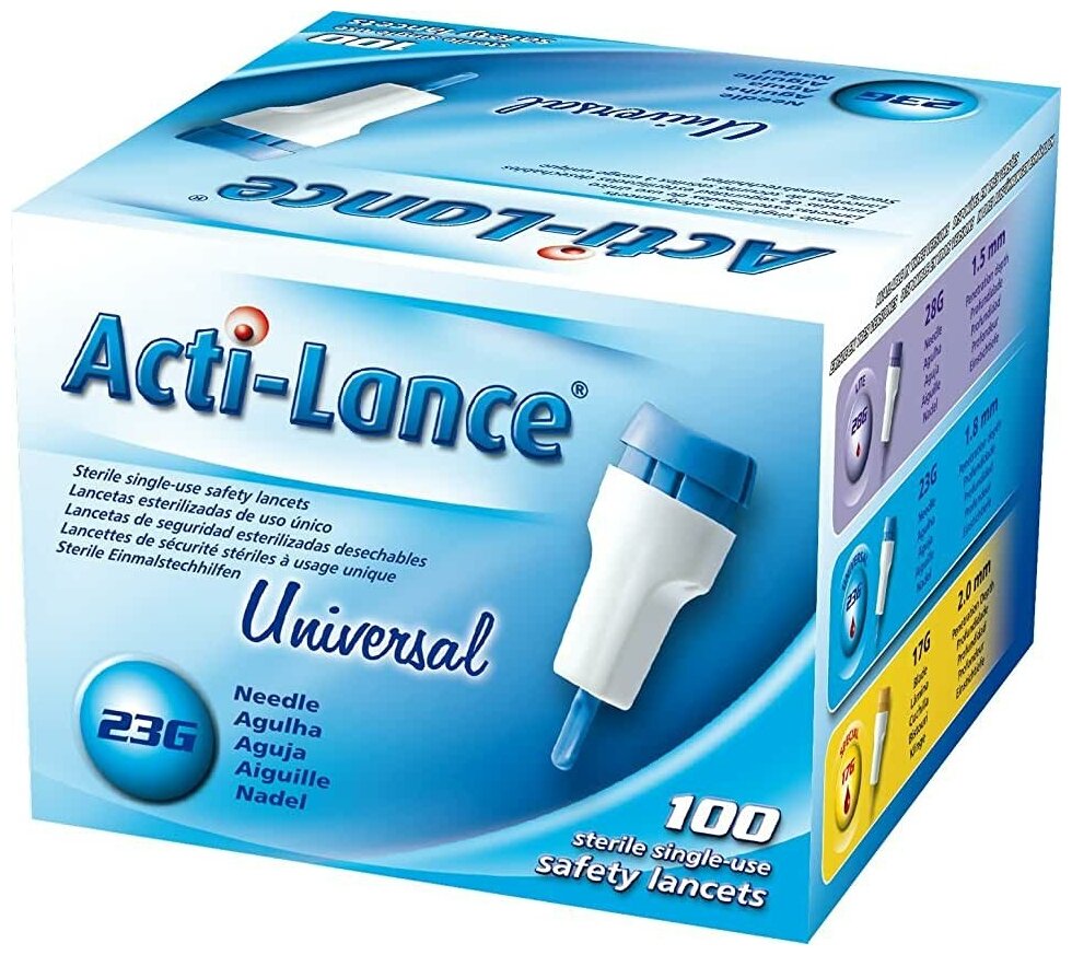 Ланцет автоматический Acti-lance Universal, с иглой 23G х 1,8 мм, цвет синий - комплект 20 шт