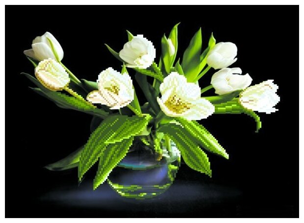 4077 Белые тюльпаны - рисунок на шелке (МП) Матренин Посад - фото №1