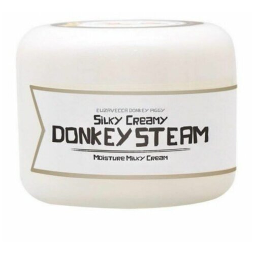 Elizavecca Крем для лица ослиное молоко Silky Creamy Donkey Steam Moisture Milky, 100 мл