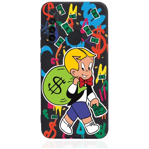 Черный силиконовый чехол MustHaveCase для Xiaomi Redmi Note 8 Monopoly Richie Rich/Монополи Богатенький Риччи