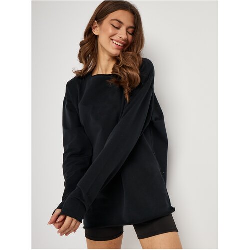 фото Лонгслив черный michosso с эффектом велюра