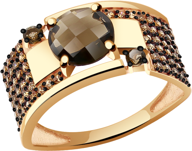 Кольцо Diamant online, золото, 585 проба, фианит, раухтопаз