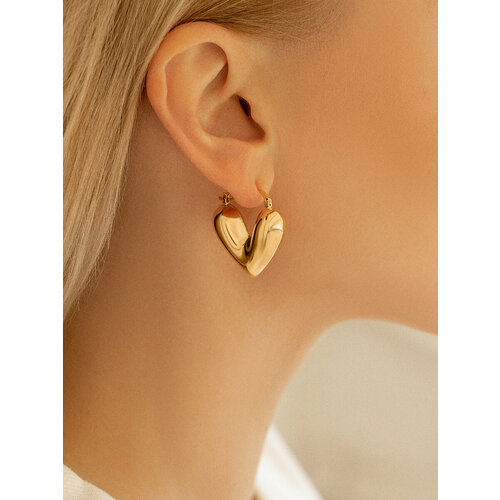 Серьги пусеты SLOVO JEWELRY, размер 27 мм, золотистый