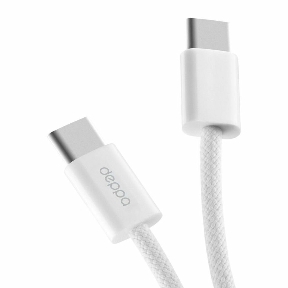 Кабель Deppa Original, USB-C - USB-C, 60 Вт, 1 м, нейлон, белый