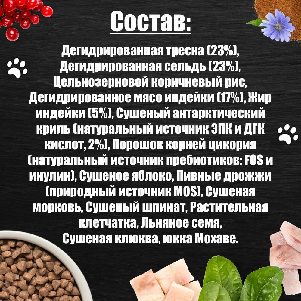 GRANDORF CAT INDOOR Корм для взрослых кошек белая рыба с индейкой 2 кг — фото 1