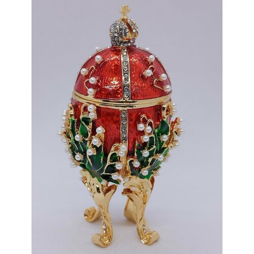 Яйцо Фаберже Ландыш среднее, красное, арт 3134
