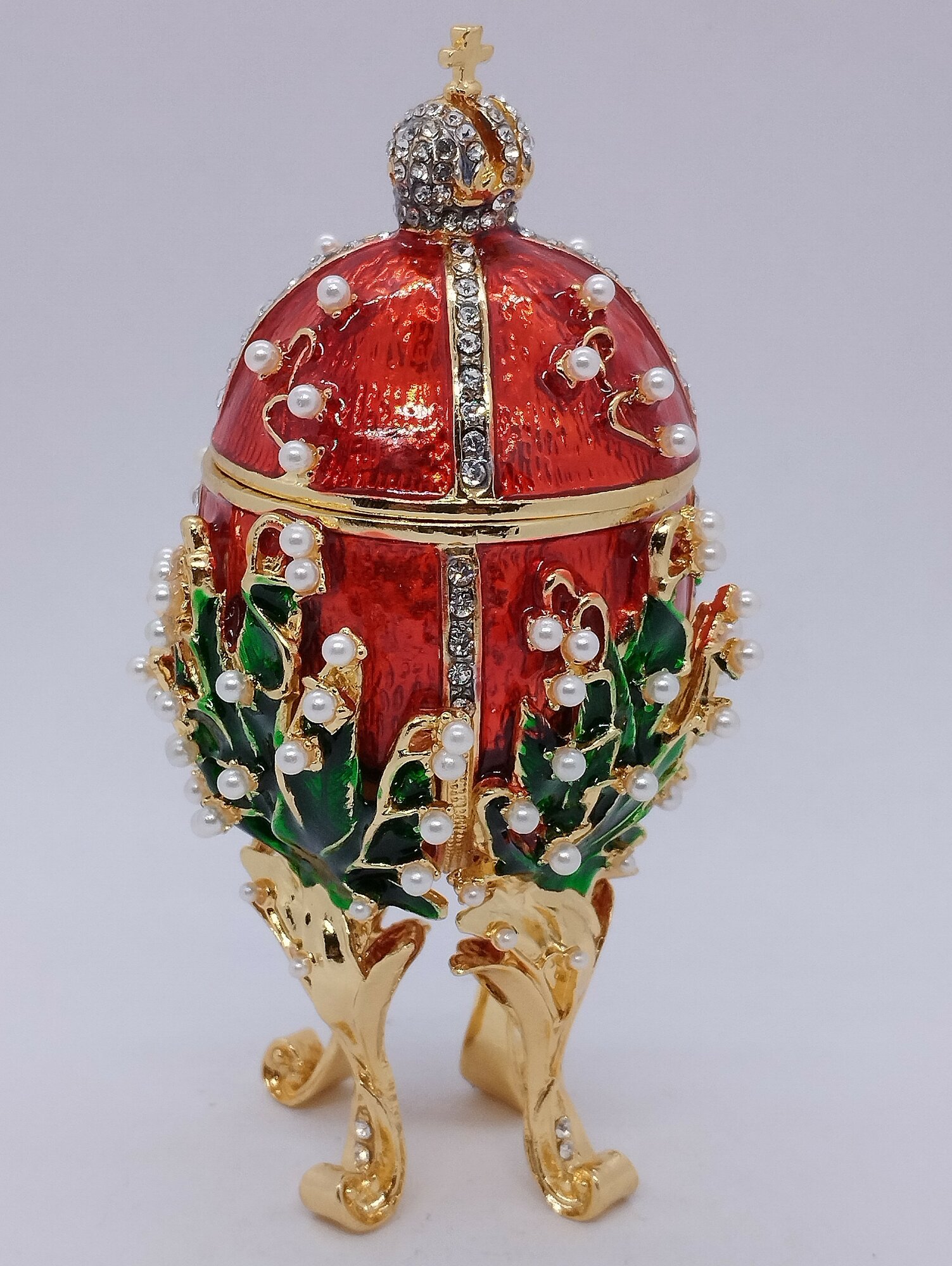 Яйцо Фаберже Ландыш среднее, красное, арт 3134