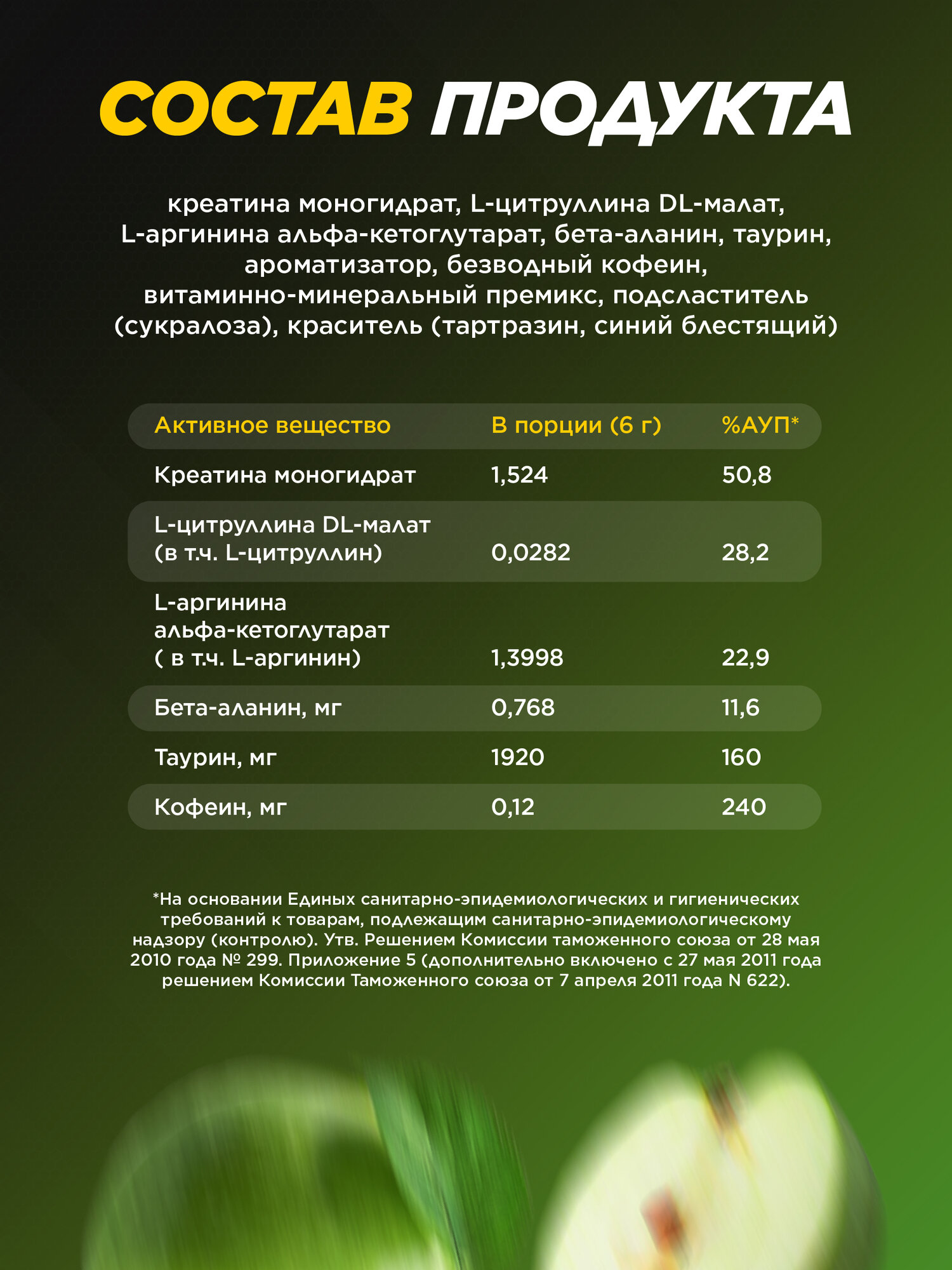 Предтренировочный комплекс PRIMEKRAFT PRE-WORKOUT BOOST со вкусом "Яблоко" 300 гр / 20 порций / Аминокислоты — фото 1