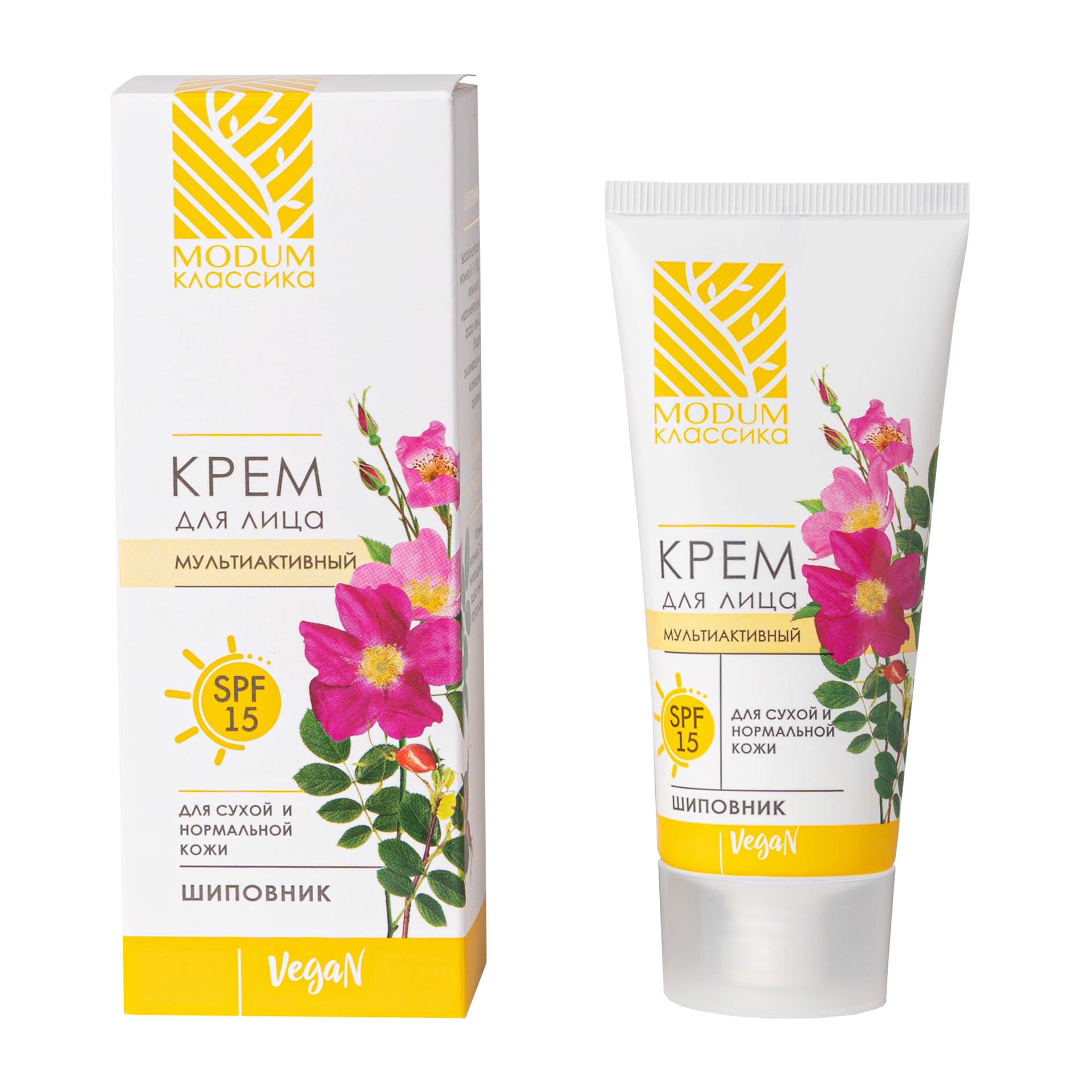 Крем для лица MODUM КЛАССИКА SPF 15 для сухой и нормальной кожи, Шиповник, 50 г, Модум