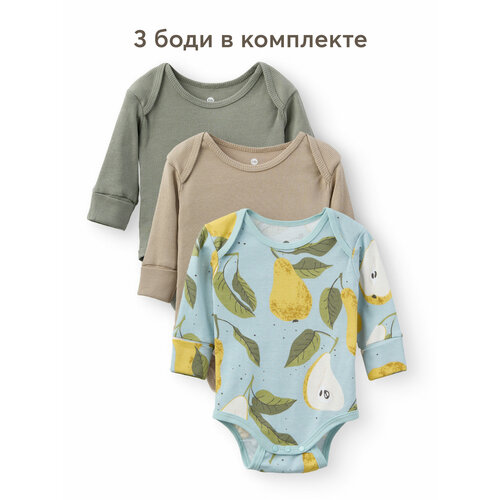 фото Боди happy baby, комплект из 3 шт., размер 56, груша