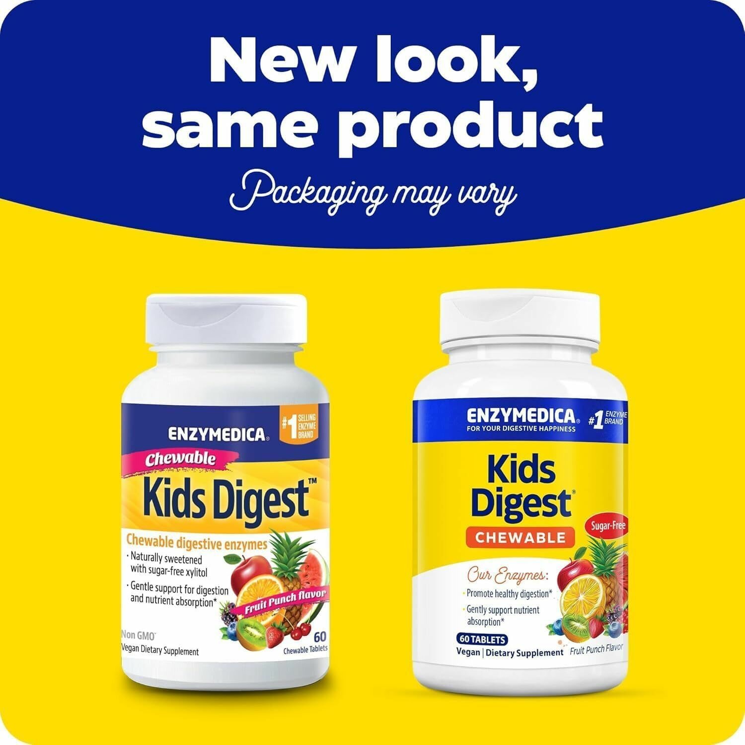 Картинки Enzymedica, Kids Digest, Пищеварительные ферменты для детей, вкус фруктового пунша, 60 жевательных таблеток