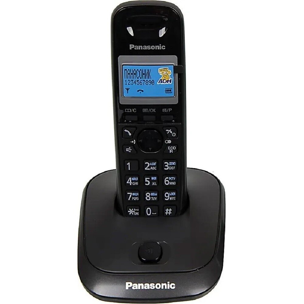 Радиотелефон Panasonic KX-TG2511RUT (титан) (АОН, Caller ID, спикерфон на трубке, переход в Эко режим одним нажатием)