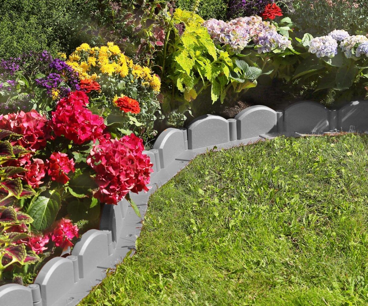 Бордюр Волна Мастер Сад садовое ограждение  выс  90 мм  длина 3 2 метра  серый