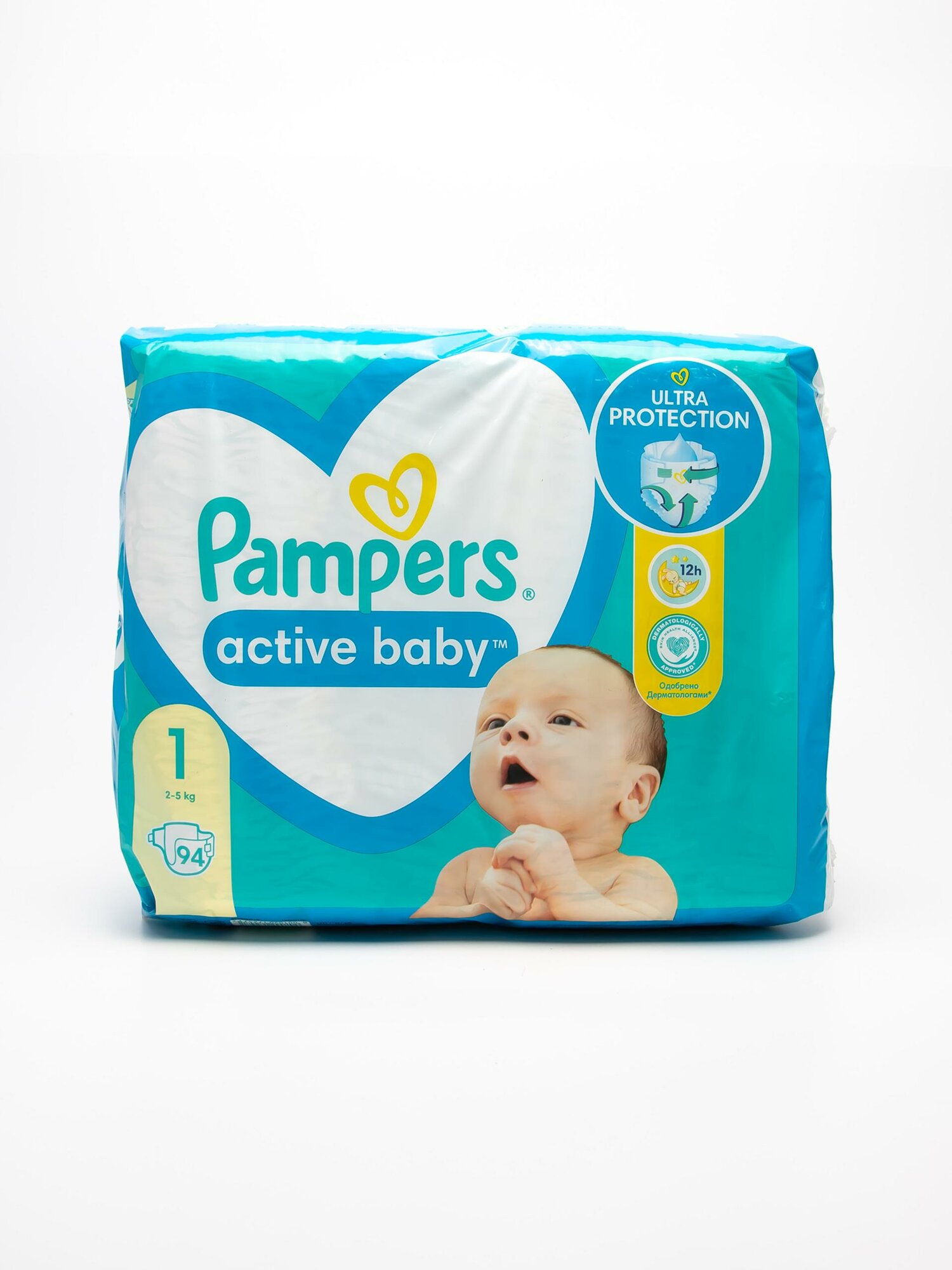 Детские подгузники Pampers Active Baby Dry 1 2-5 кг, 94 штук — фото 1