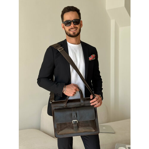 Портфель Igermann, фактура гладкая, оливковый