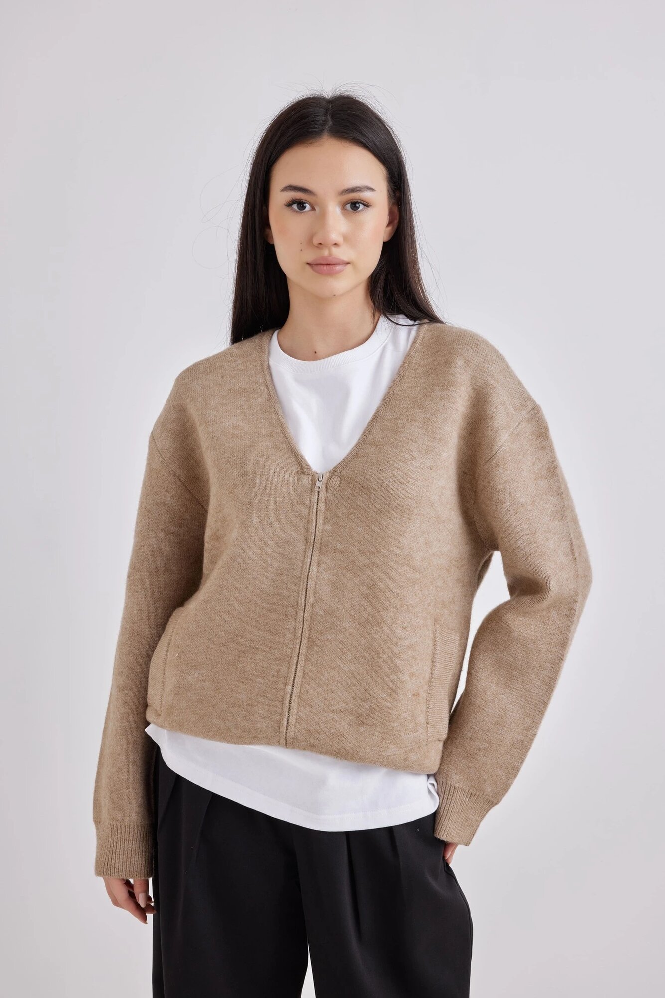 Кардиган Selfie, размер XS, коричневый — фото 1