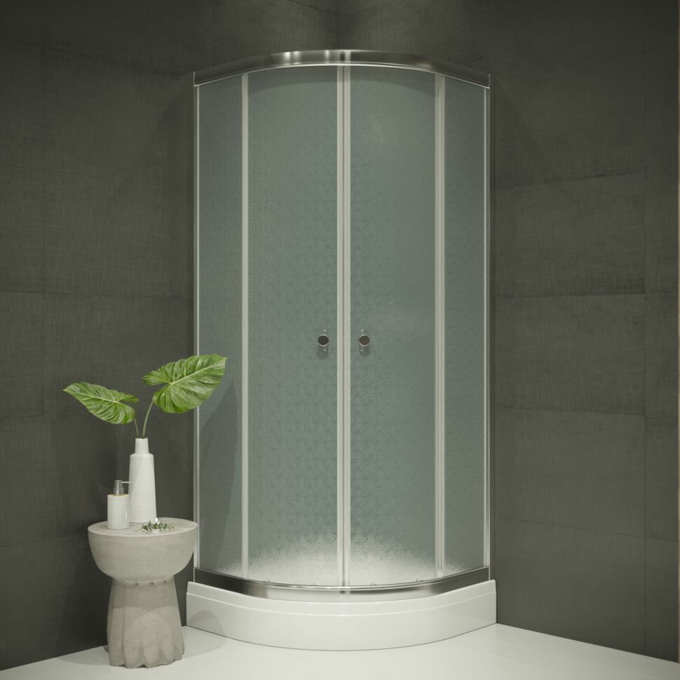 Душевое ограждение TRITON Риф Хром А 90х90 Грейс 1/4 круга низкий поддон /3 части/КС77/ПД2/D90