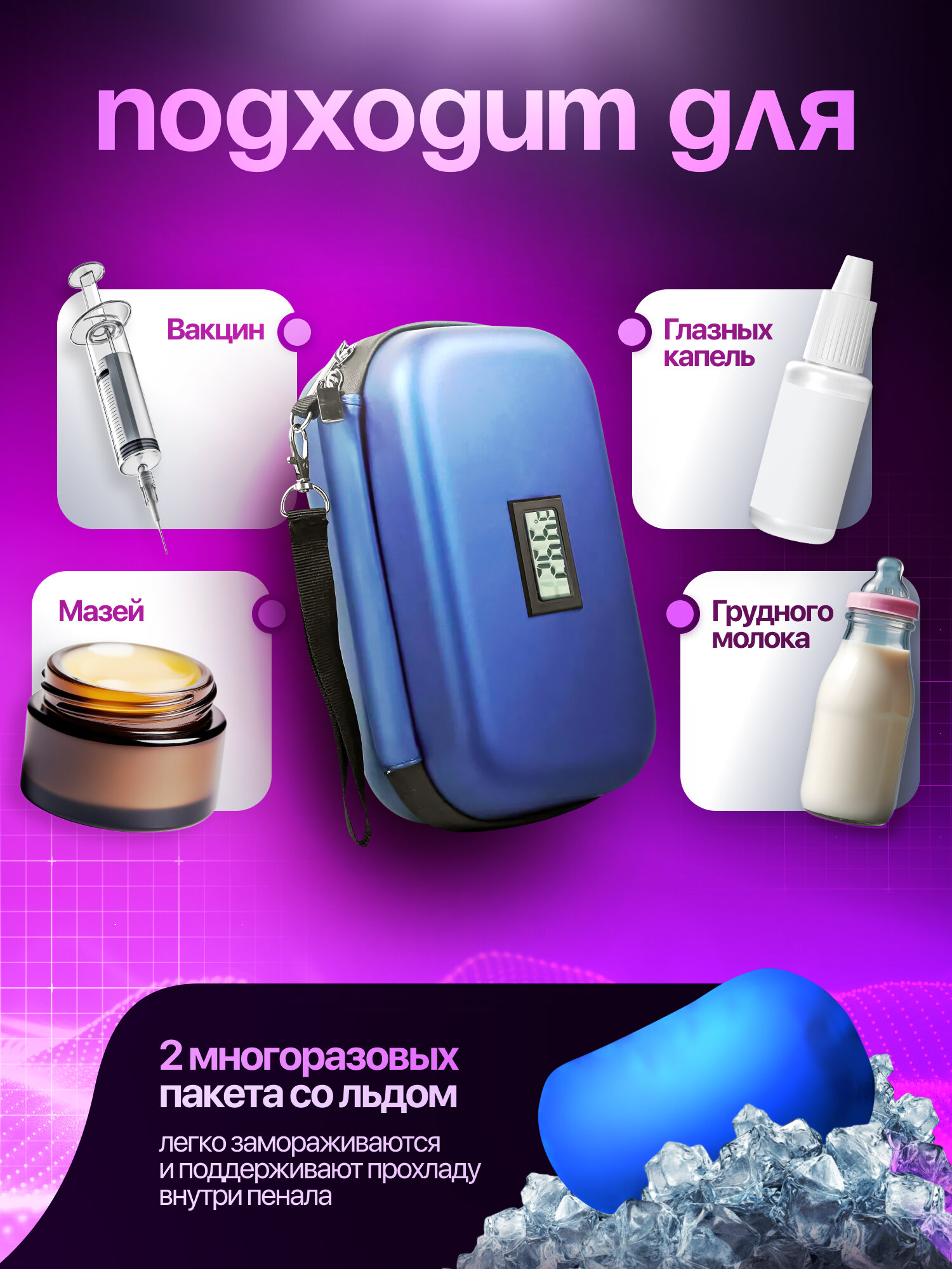 Инсулины Термопенал для инсулина с 2 многоразовыми пакетами льда Insulin Bao