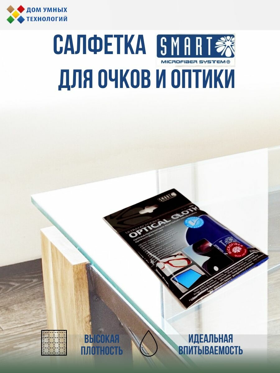 Салфетка для очковоптики 20 х 20 см Smart Microfiber System синяя