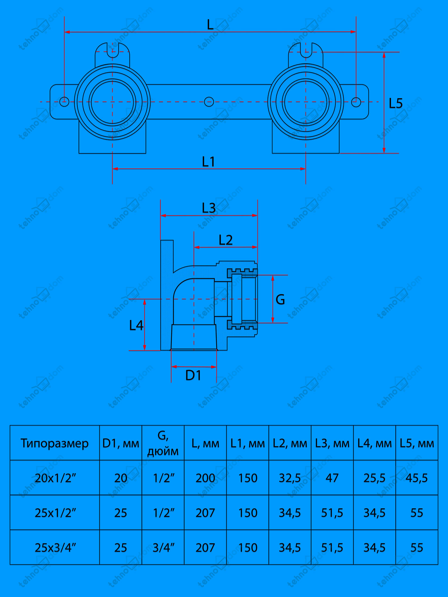 Комплект настенный для смесителя 25х1/2" ВР PPR Valfex — фото 1