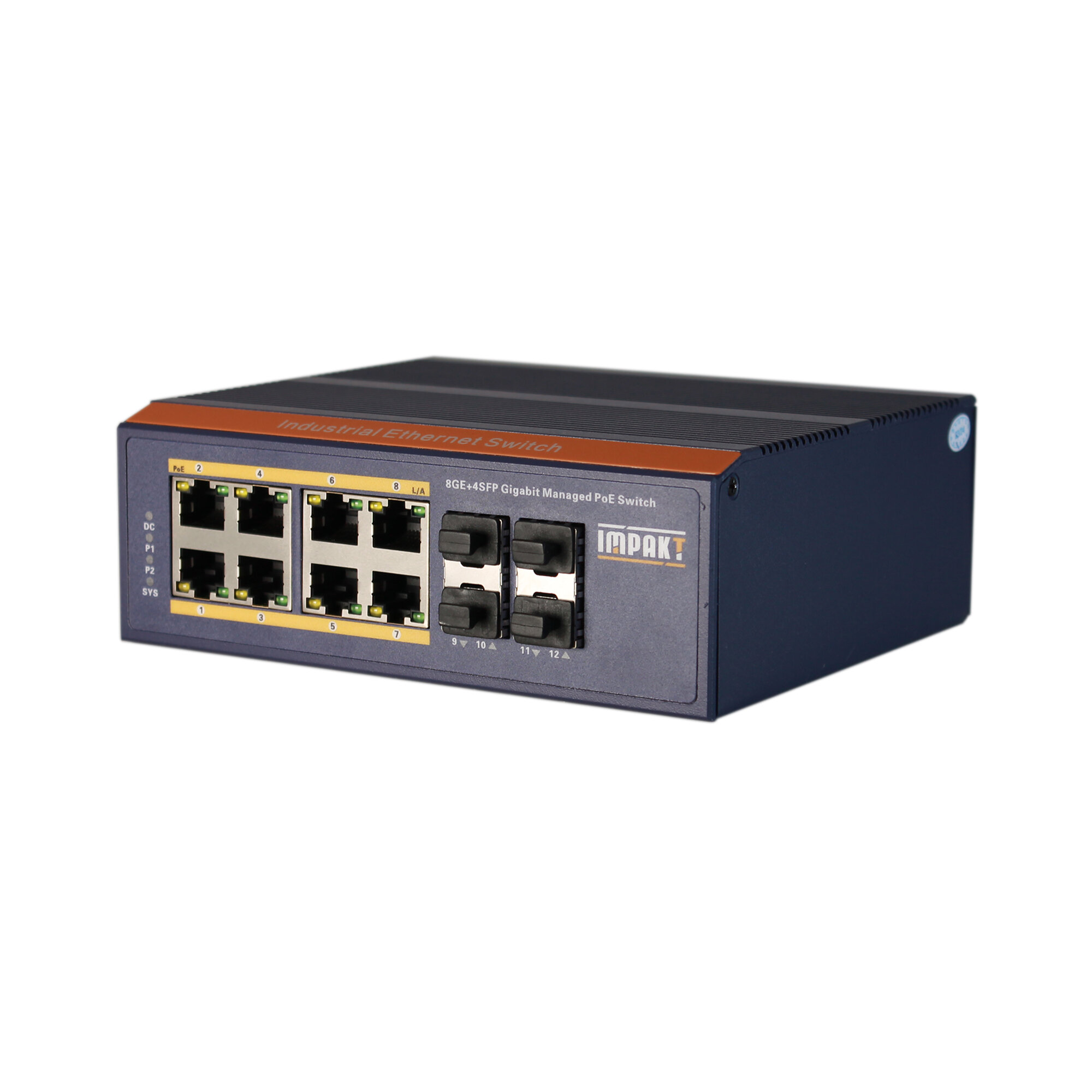 Промышленный управляемый коммутатор IMPAKT 8GE+4SFP Gigabit Managed PoE Switch