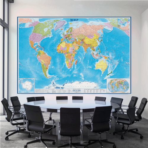 Изображение товара Политическая карта Атлас Принт "Мир", 217х160см, в тубусе, ламинированная