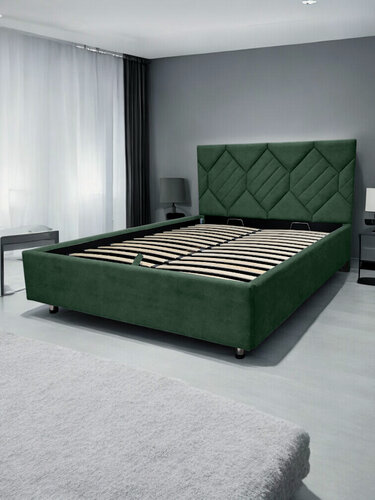 Изображение товара Кровать двуспальная 160х200 см, мягкая с подъемным механизмом и бельевым ящиком