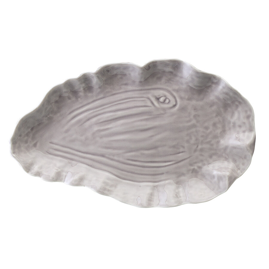 Блюдо сервировочное Clams овальное для подачи серого цвета Sea treasures фарфоровое Tkano TK25-TW_SRV0006 — фото 1