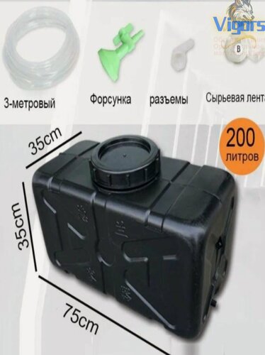 Изображение товара Бочка садовая 200, ПЭТ-пластик, 200л, 35см х 75см х 35см, черный матовый