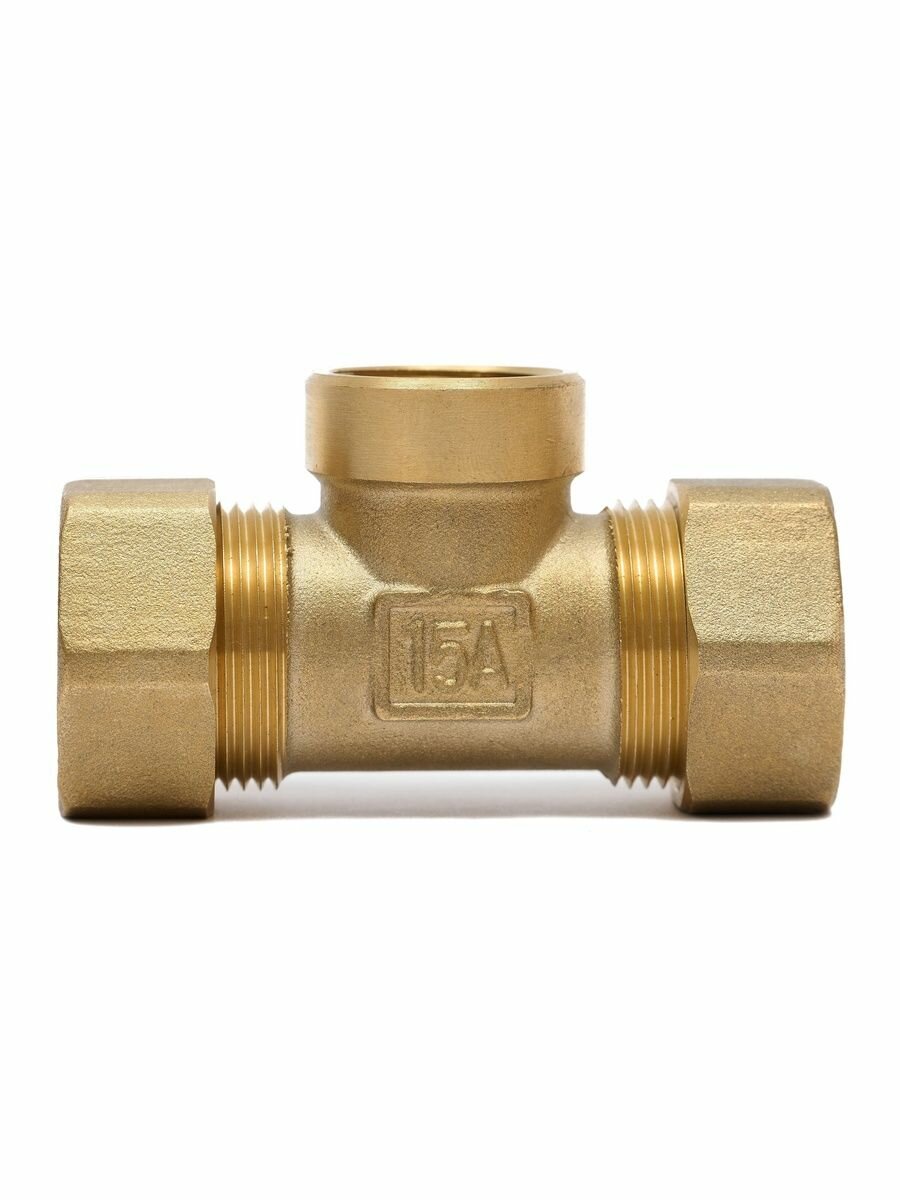 Тройник BIT 15*1/2" с внутренней резьбой 1/2 дюйма (мама) для гофрированной трубы 15 мм - фитинг KOFULSO 1 штука