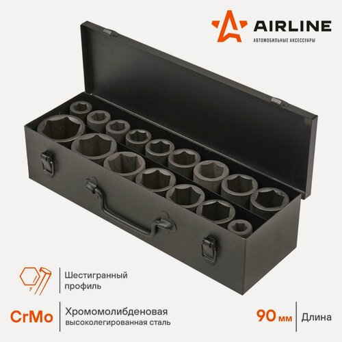 Изображение товара Airline набор головок ударных 3/4dr l 90мм, 16пр. (17-50мм) металл. кейс atas045