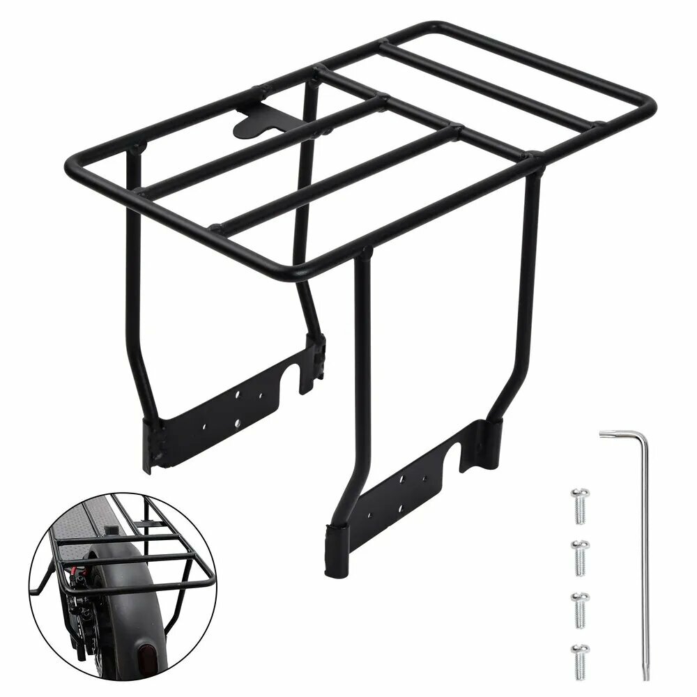 Электросамокат Задний Багажник Совместимый с Xiaomi M365/1S/Pro, Алюминиевый Черный, 27x15x17 см