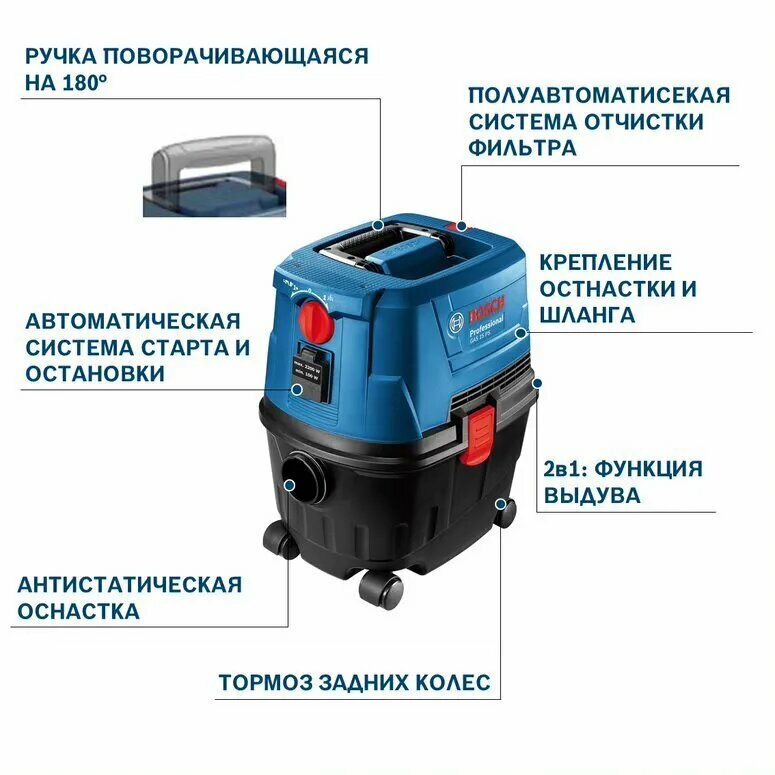 Bosch GAS15PS Промышленный пылесос 15 л 1100 Вт