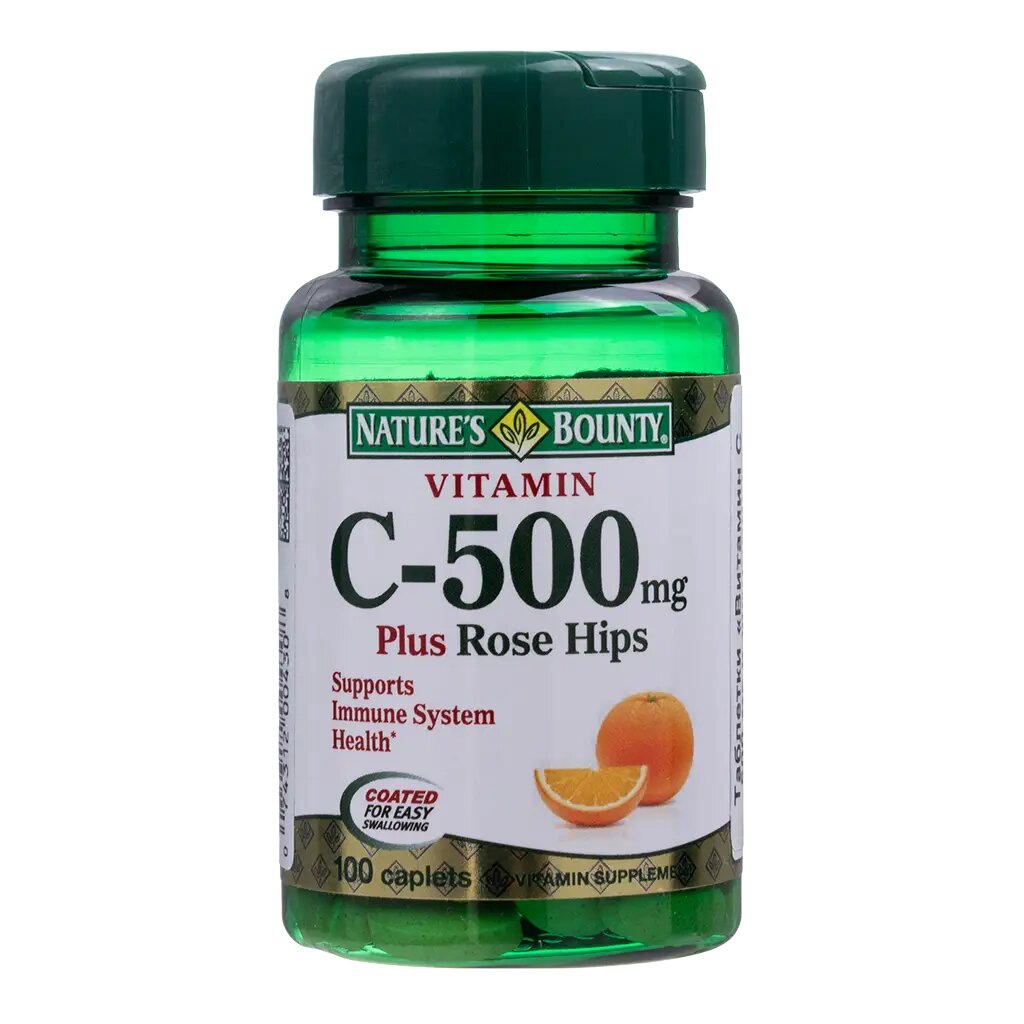 Nature's Bounty Витамин С 500 мг и Шиповник / Vitamin C 500 mg plus Rose Hips Tablets таблетки массой 673 мг 100 шт