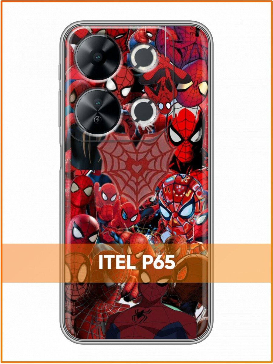 Чехол для Itel P65 с принтом для мальчиков Человек паук фон (Ител П65)