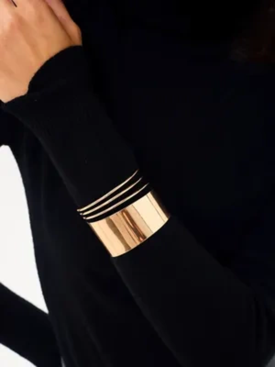 Браслет-манжета MariArsi, 1 шт., размер 6.5 см, размер one size, диаметр 6.5 см, золотистый