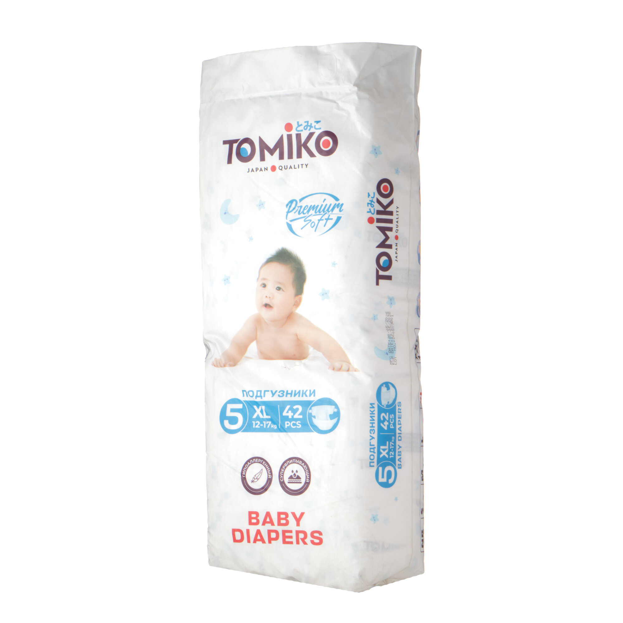 Подгузники Tomiko Premium Soft XL, для малышей от 13+кг, 42шт
