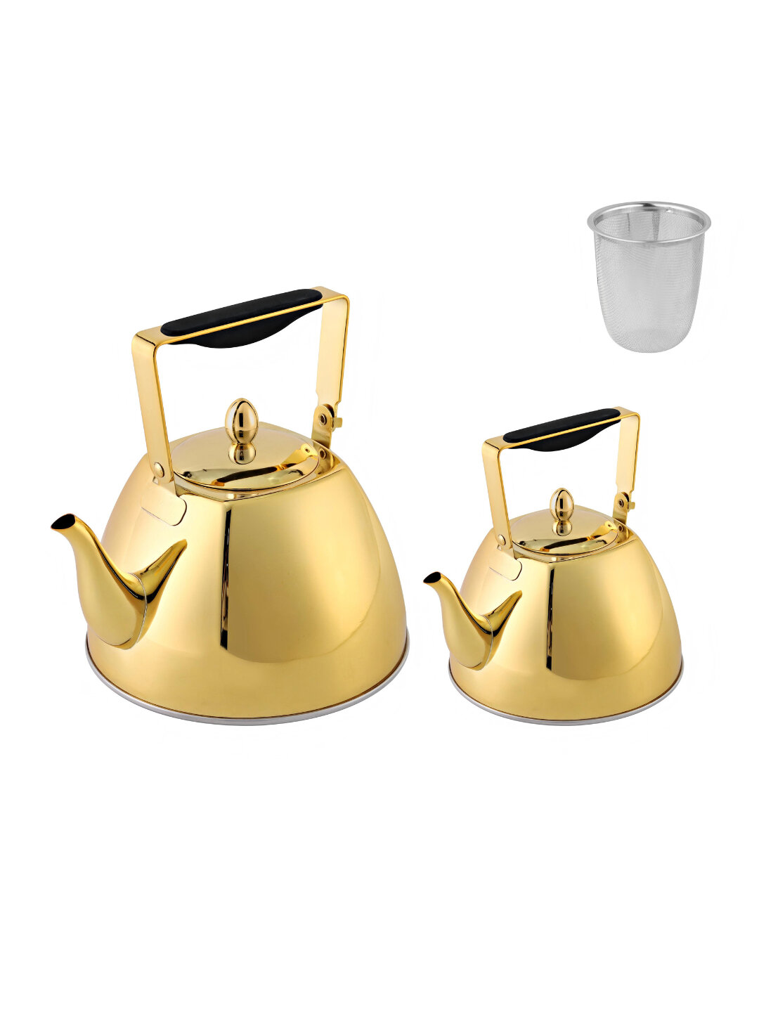 Haus Roland набор чайников из нержавеющей стали, 2 шт, черный и золотой, 1–3 л - Золотой