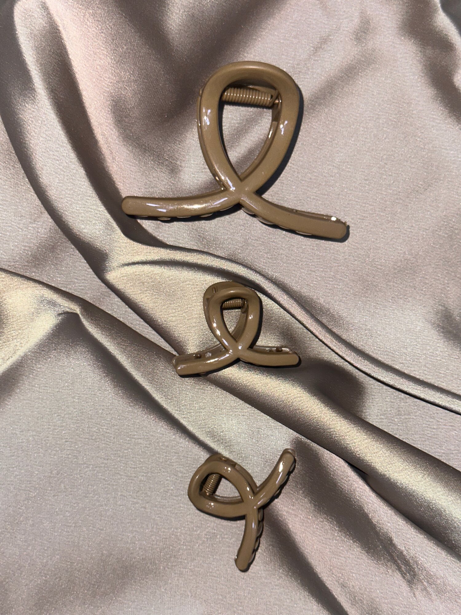 Набор заколок для волос петелька ,3в1 , цвет бежевый