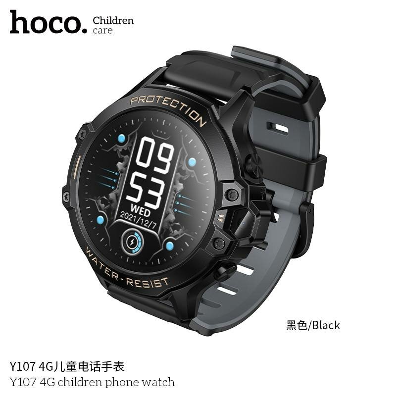 Hoco Y107 — Детские умные часы с 4G, GPS и SOS | SIM, IP54, 1.28” HD LCD дисплей