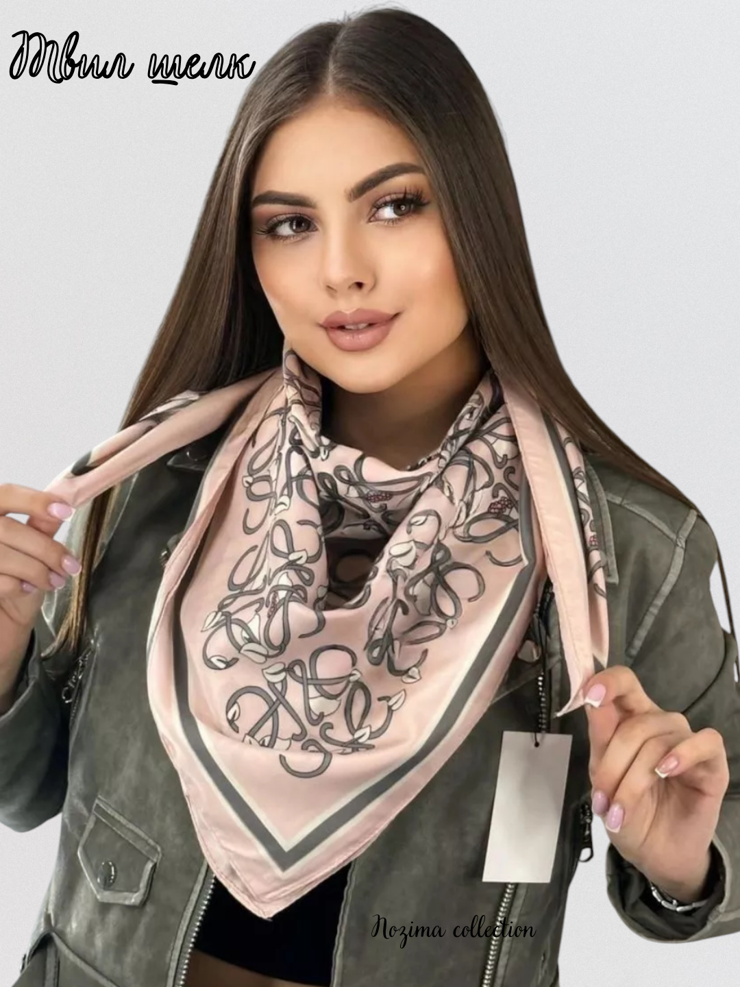 Платок  для девочек и женщин,90х90 см, розовый — фото 1