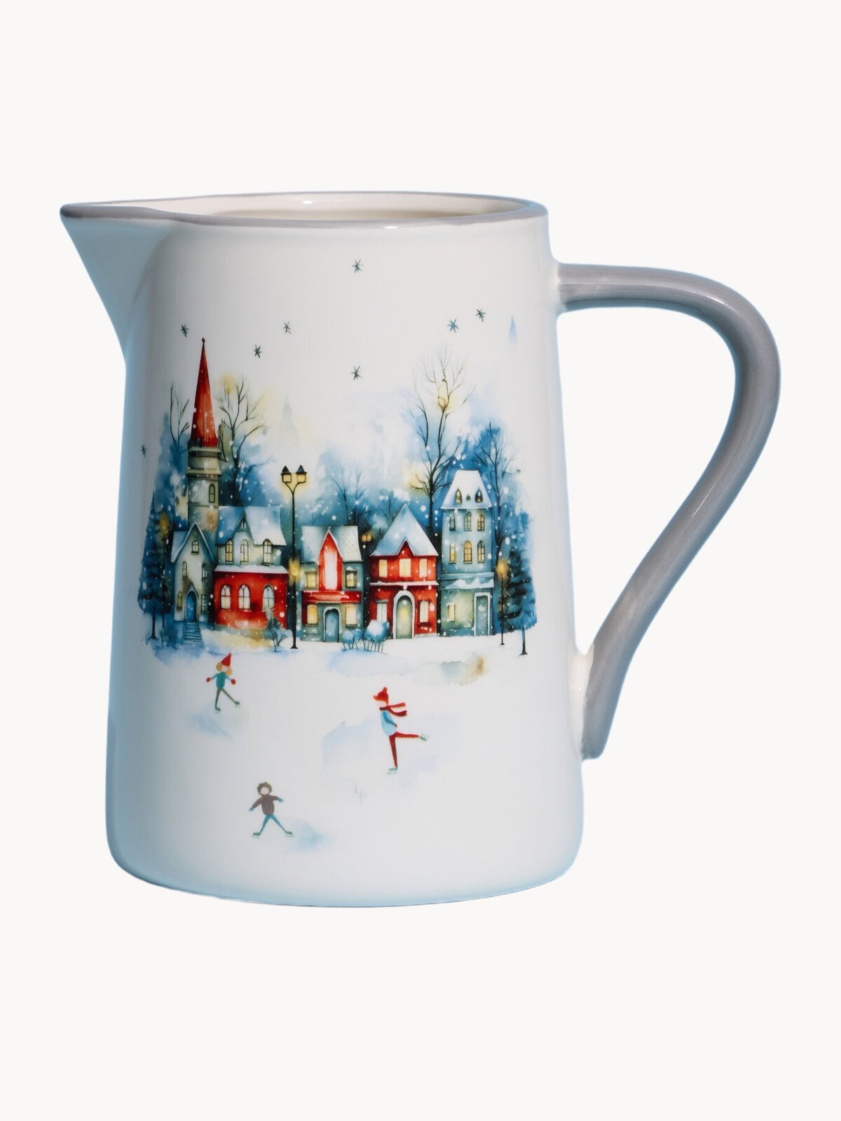 Кувшин Agness "С Новым Годом!", 18,5*12,5*17,5 см, керамический, с рисунком, новогодний