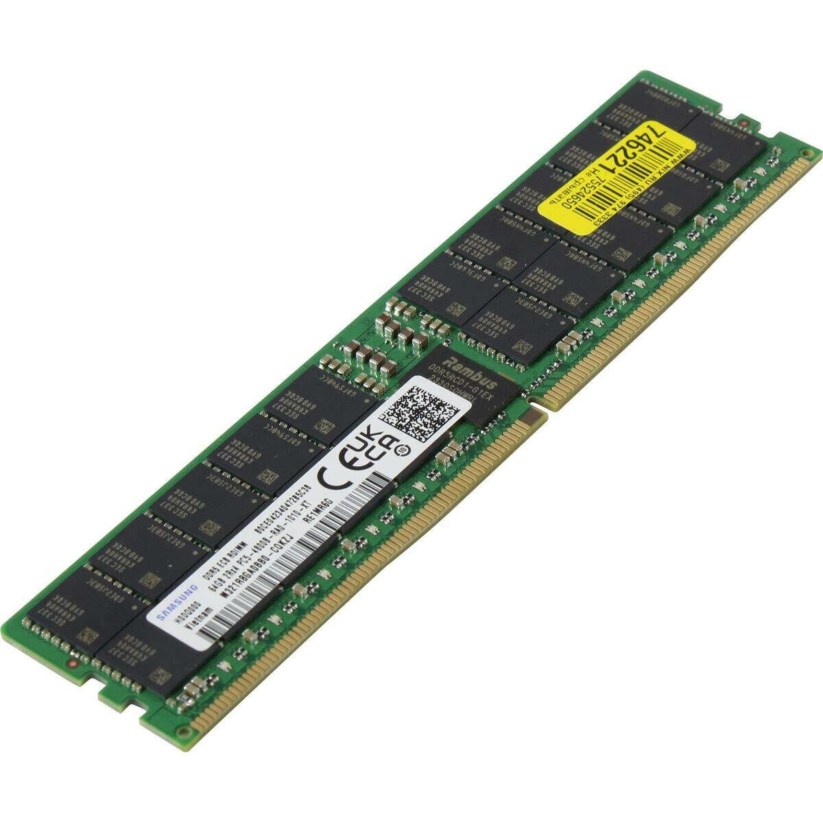 Оперативная память Samsung DDR5 64GB RDIMM 4800MHz (2R x 4) ECC Reg 1.1V (M321R8GA0BB0-CQK) 1 year, OEM (M321R8GA0BB0-CQK) - фото №1
