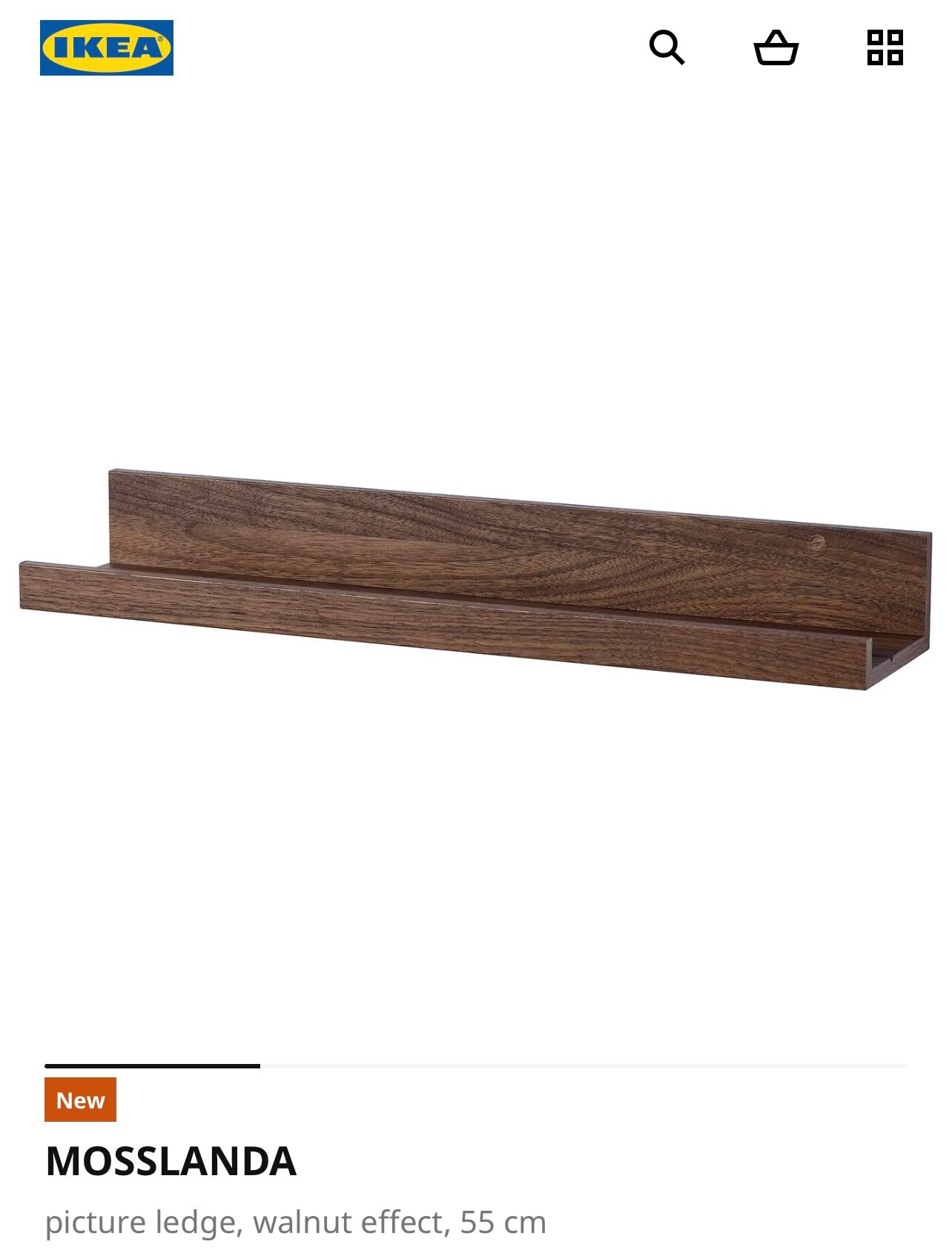 Полка IKEA MOSSLANDA 55см эффект ореха