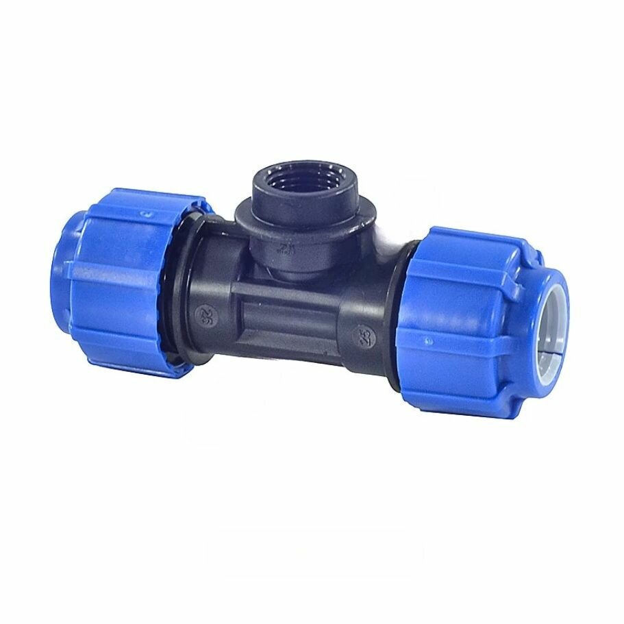 Тройник компрессионный ПЭ Дн 25х1/2"х25 ВР Ру16 тпк-аква 52251225 — фото 1